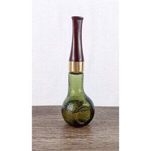 VTG Avon Collectable Smoking Pipe Green Glass 6.5" Spicy After Shave 2oz 1970s